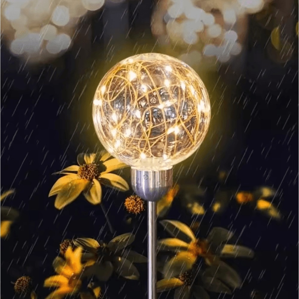 GlowWish LED Solar Garden Light Ball Warm Waterproof Outdoor Decorative Lamp For Lawn Patio Balcony