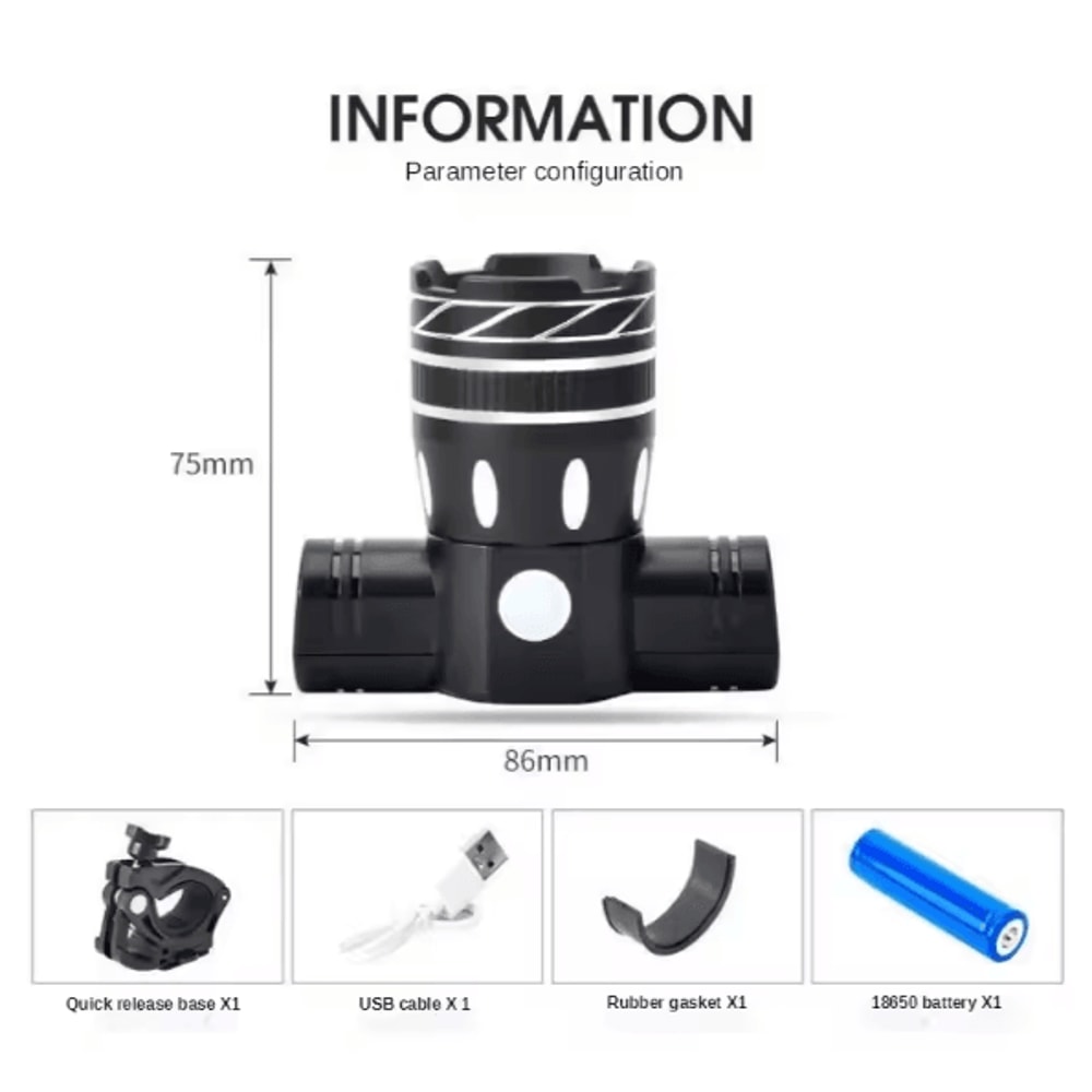 UltraBeam 15000LM T6 LED Bike Light USB Rechargeable Waterproof Bicycle Headlight Zoomable Front La 4