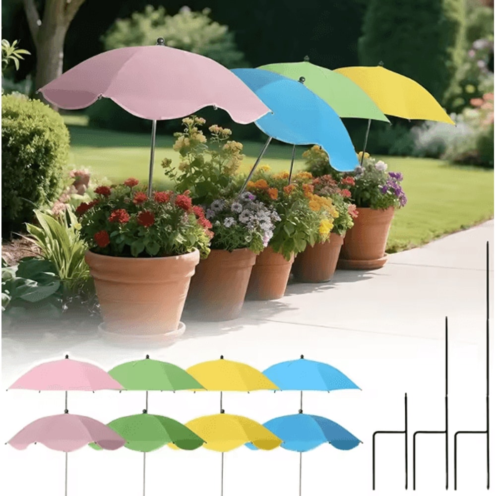 PlantGuard Adjustable Plant Shade Umbrella With Metal Stake Weatherproof Sun Protection Cover For G 0