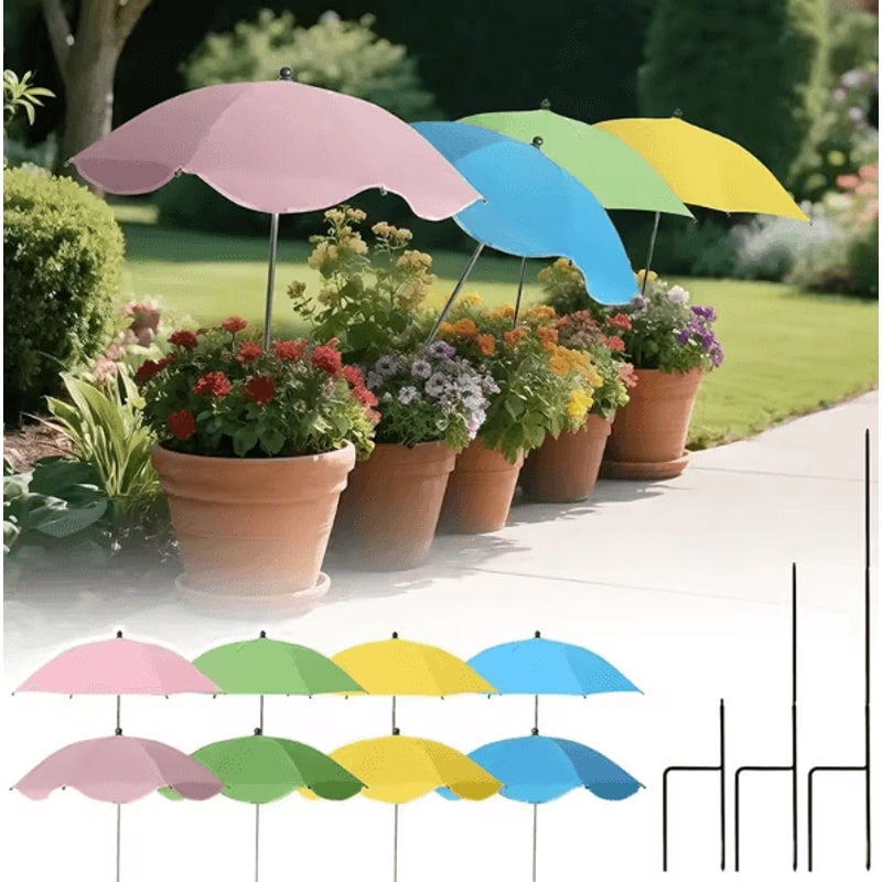PlantGuard Adjustable Plant Shade Umbrella With Metal Stake Weatherproof Sun Protection Cover For G 0