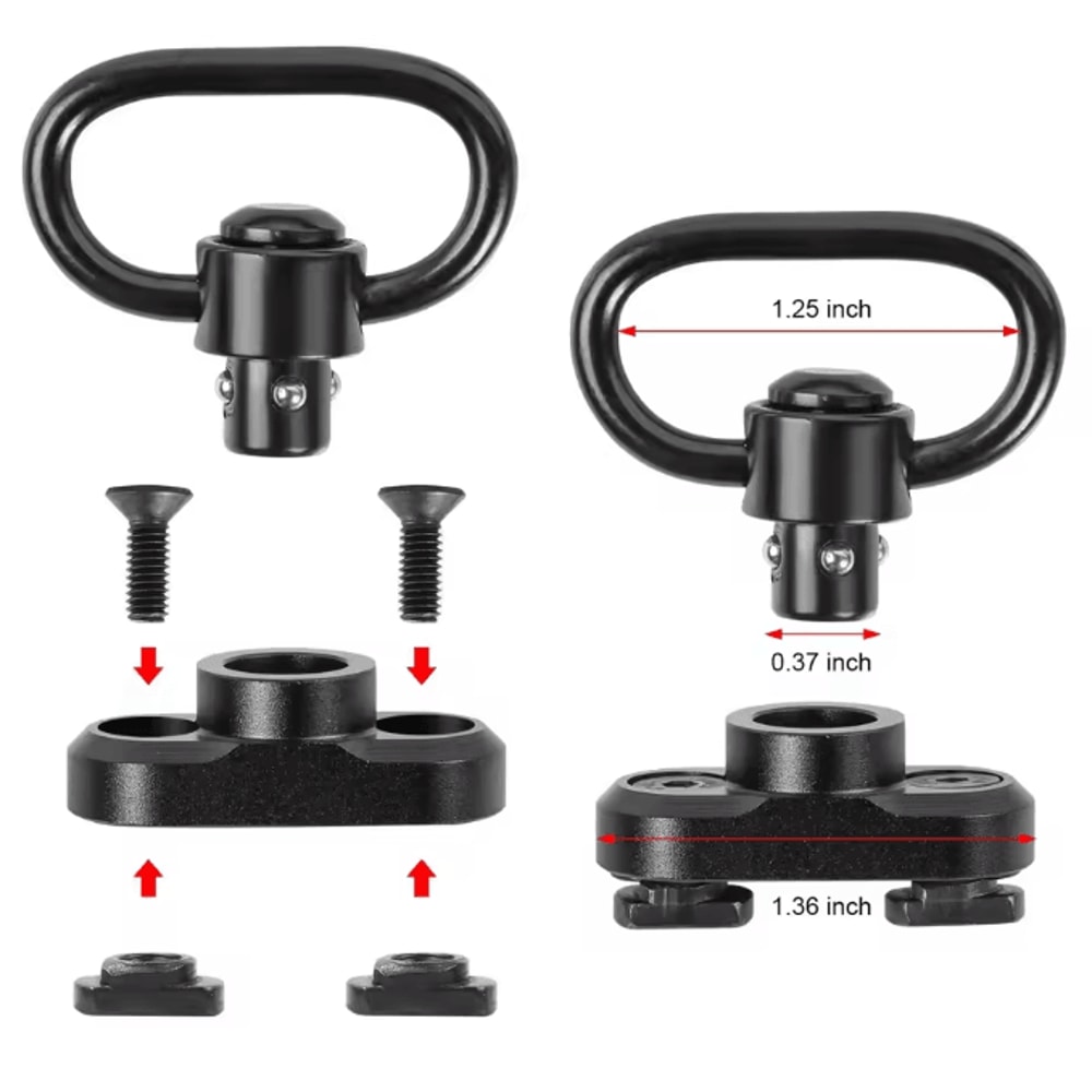 TactiLock 125 Inch QD Sling Swivel Mount Heavy Duty Push Button Quick Detach 360 Rotatable Two Poin 4