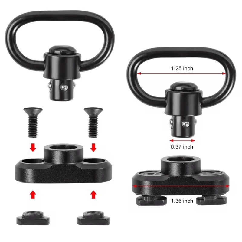 TactiLock 125 Inch QD Sling Swivel Mount Heavy Duty Push Button Quick Detach 360 Rotatable Two Poin 4
