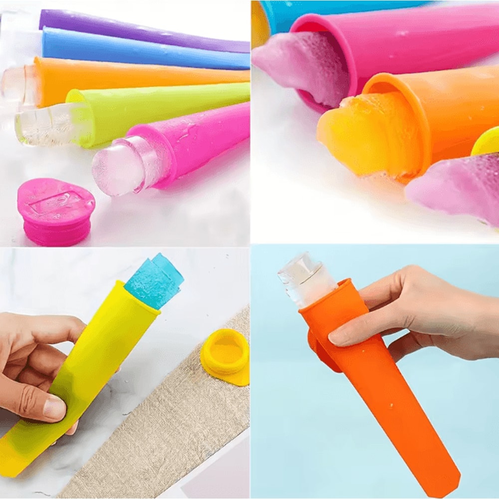 FrostJoy Silicone Popsicle Molds 6 Piece Reusable Ice Pop Maker BPA Free Easy Release DIY Ice Cream 4