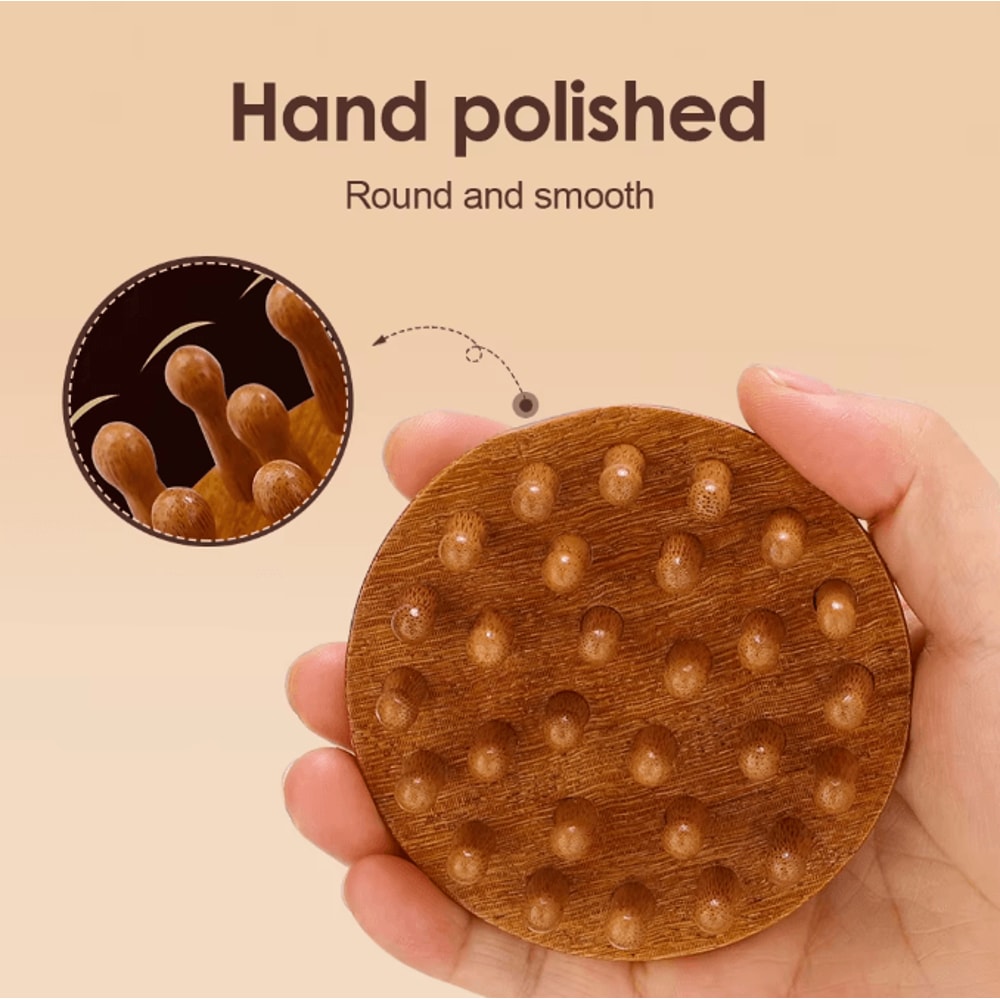 ZenFlow Sandalwood Massage Comb Gua Sha Tool For Scalp Face Neck Body Relaxation Therapy 3