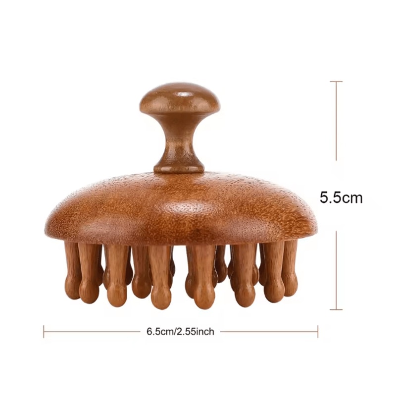 ZenFlow Sandalwood Massage Comb Gua Sha Tool For Scalp Face Neck Body Relaxation Therapy 5