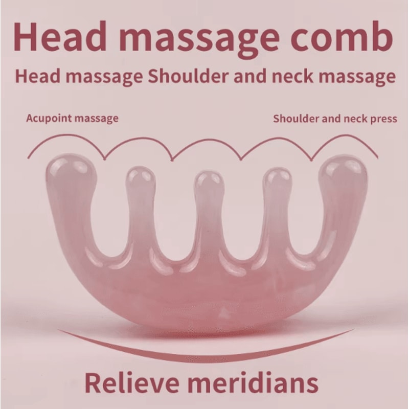 ZenPulse FiveTooth Meridian Massage Comb Wooden Gua Sha Scalp Head Relaxation Tool Portable 2