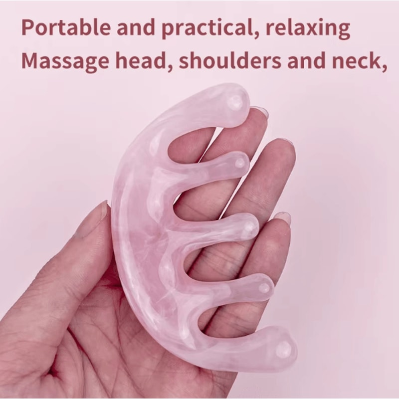 ZenPulse FiveTooth Meridian Massage Comb Wooden Gua Sha Scalp Head Relaxation Tool Portable 3