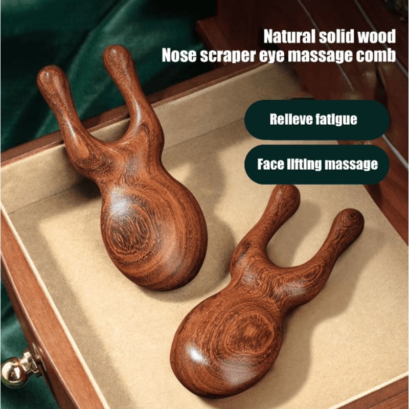 ZenAura Sandalwood Deer Antler Massage Comb Gua Sha Scalp Facial Meridian Therapy Tool 2