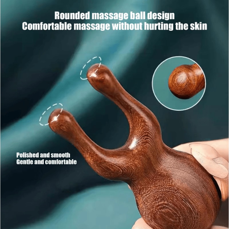 ZenAura Sandalwood Deer Antler Massage Comb Gua Sha Scalp Facial Meridian Therapy Tool 3