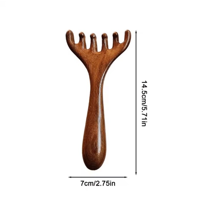 ZenAura Sandalwood Deer Antler Massage Comb Gua Sha Scalp Facial Meridian Therapy Tool 6