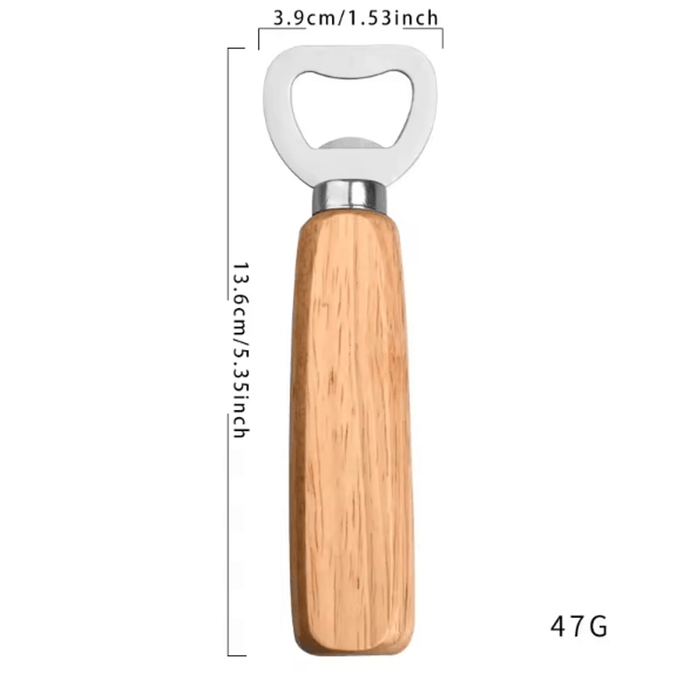 BarEdge Wooden Handle Bottle Opener Stainless Steel HeavyDuty Bartender Tool For Beer Soft Drinks 4