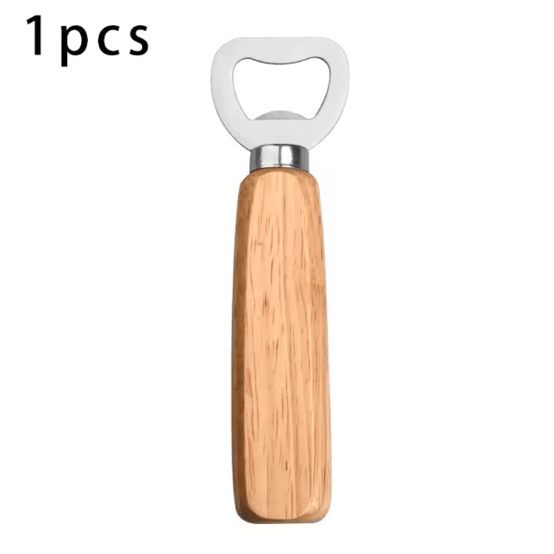 BarEdge Wooden Handle Bottle Opener Stainless Steel HeavyDuty Bartender Tool For Beer Soft Drinks 5