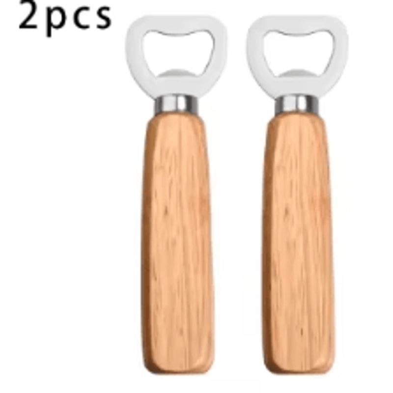 BarEdge Wooden Handle Bottle Opener Stainless Steel HeavyDuty Bartender Tool For Beer Soft Drinks 6