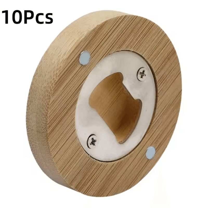 BrewSnap Bamboo Magnetic Bottle Opener Round Portable Fridge Magnet Beer Opener For Home Parties 7