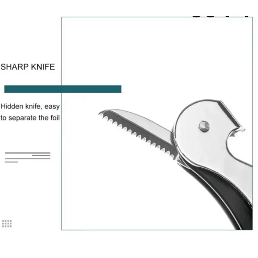 VinoPro Stainless Steel Waiters Corkscrew 3in1 Wine Beer Bottle Opener With Foil Cutter Profession 2