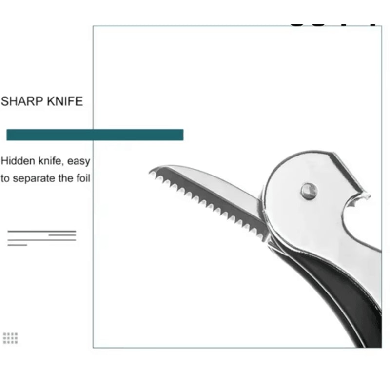 VinoPro Stainless Steel Waiters Corkscrew 3in1 Wine Beer Bottle Opener With Foil Cutter Profession 2