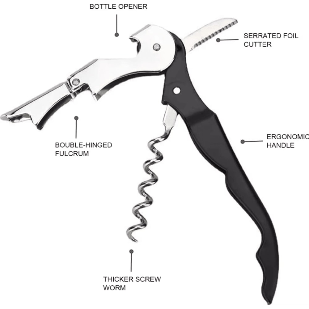 VinoServe 410 Waiters Corkscrew Professional Stainless Steel Wine Bottle Opener With Foil Cutter Co 1