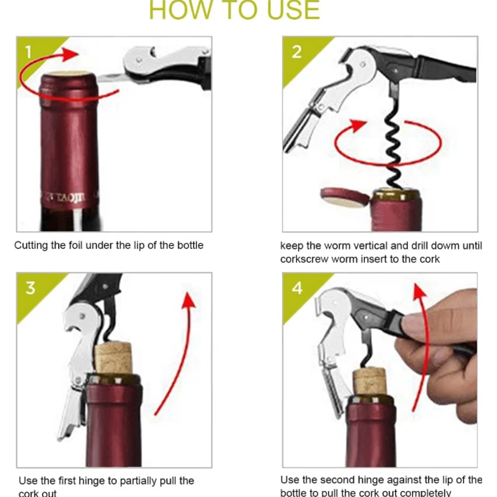 VinoServe 410 Waiters Corkscrew Professional Stainless Steel Wine Bottle Opener With Foil Cutter Co 2