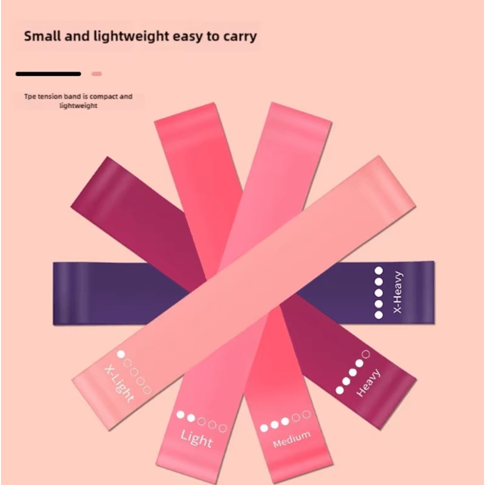 FlexTone 5Piece Pink Resistance Bands Set Glute Leg Workout Elastic Loop Bands For Home Fitness Tr 3