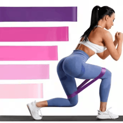 flextone 5-piece pink resistance bands set glute & leg workout elastic loop bands for home fitness training