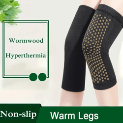 thermorelief wormwood heated knee support brace latex compression sleeve for pain relief & joint protection