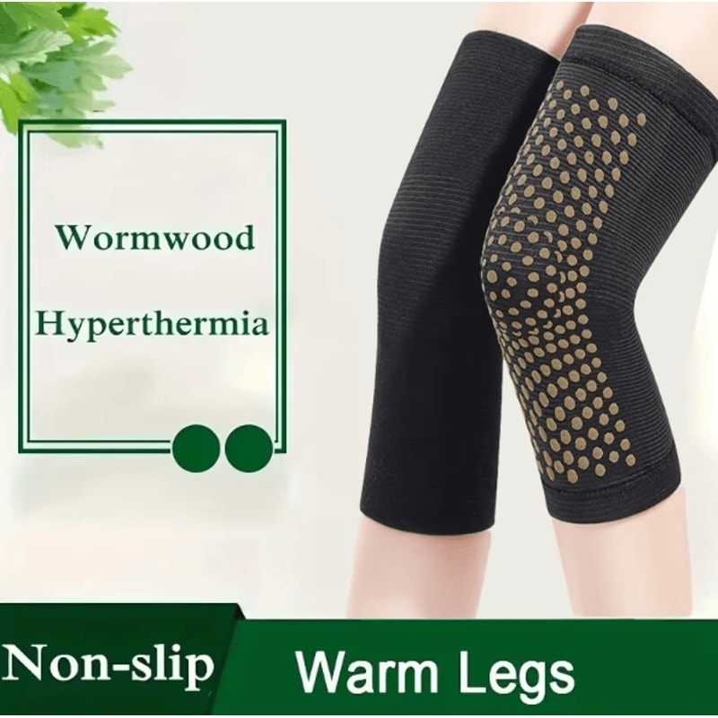 ThermoRelief Wormwood Heated Knee Support Brace Latex Compression Sleeve For Pain Relief Joint Pro 0