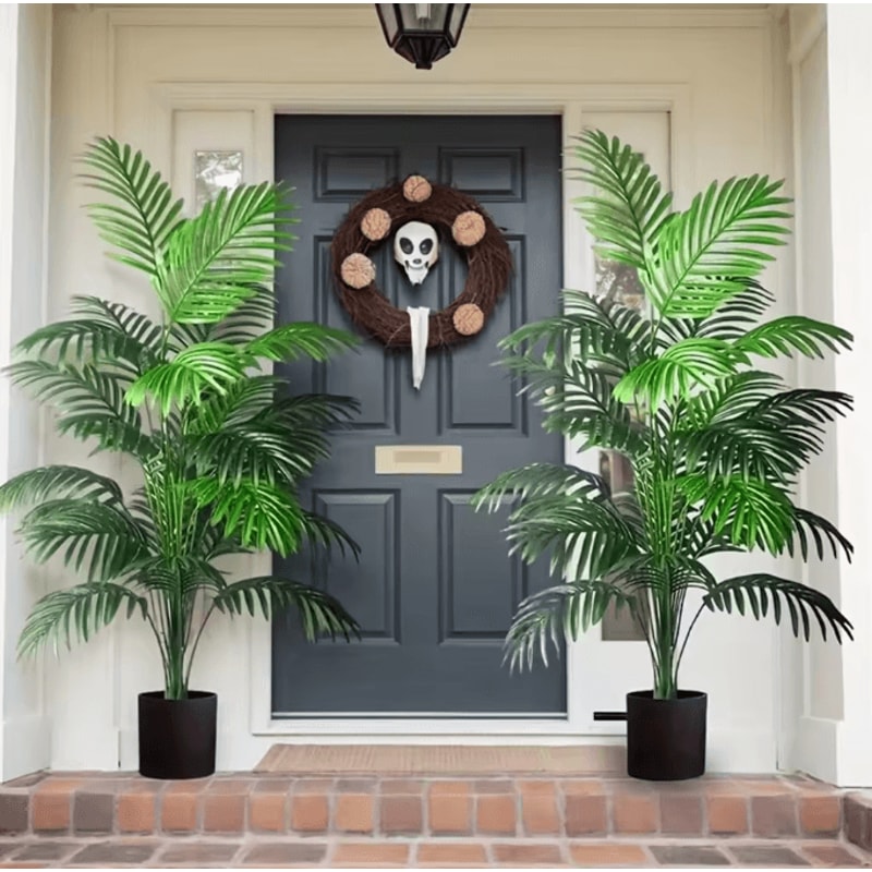 24Leaf Areca Palm Artificial Plant Lush Potted Indoor Greenery Decor 0