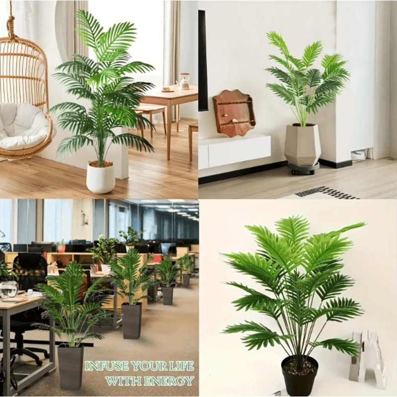 24Leaf Areca Palm Artificial Plant Lush Potted Indoor Greenery Decor 3