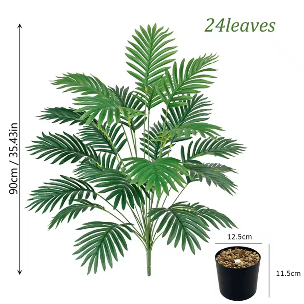 24Leaf Areca Palm Artificial Plant Lush Potted Indoor Greenery Decor 5