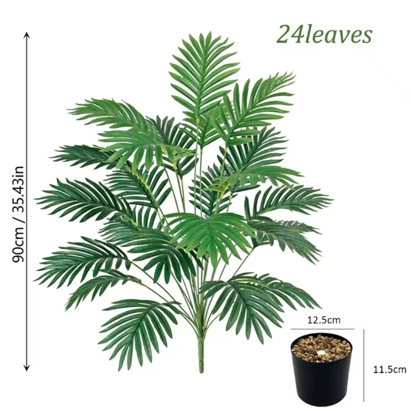 24Leaf Areca Palm Artificial Plant Lush Potted Indoor Greenery Decor 5