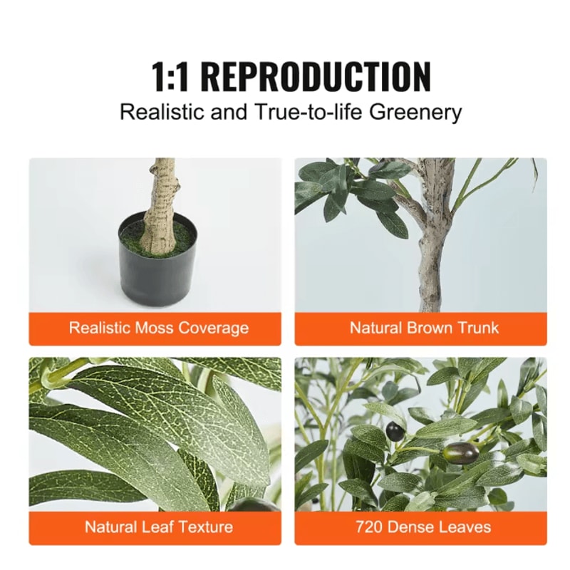 SucceBuy Artificial Olive Tree 46FT Realistic Faux Olive Tree Indoor With AntiTip Base LowMainten 2