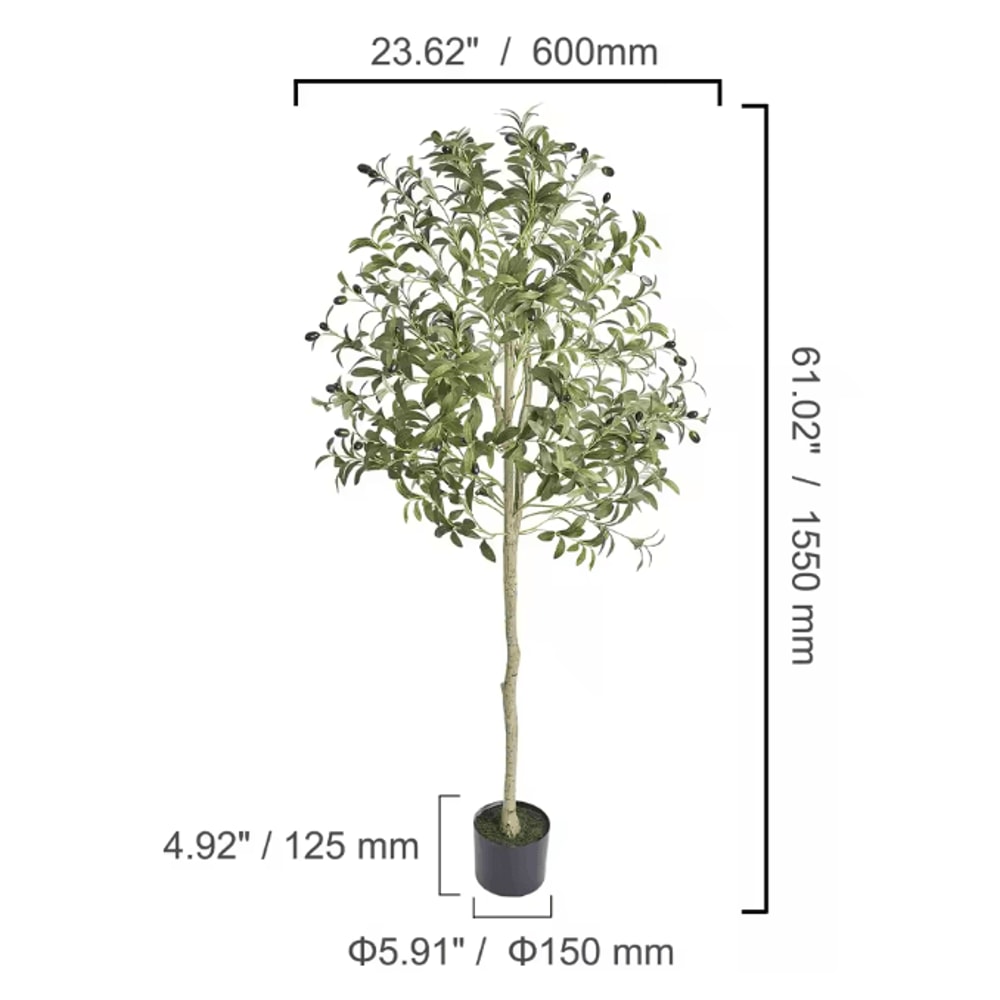 SucceBuy Artificial Olive Tree 46FT Realistic Faux Olive Tree Indoor With AntiTip Base LowMainten 6
