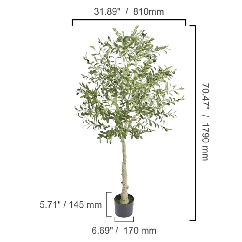 SucceBuy Artificial Olive Tree 46FT Realistic Faux Olive Tree Indoor With AntiTip Base LowMainten 8