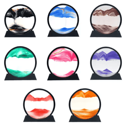 3d moving sand art picture – round glass quicksand flowing sand frame for relaxing home office decor