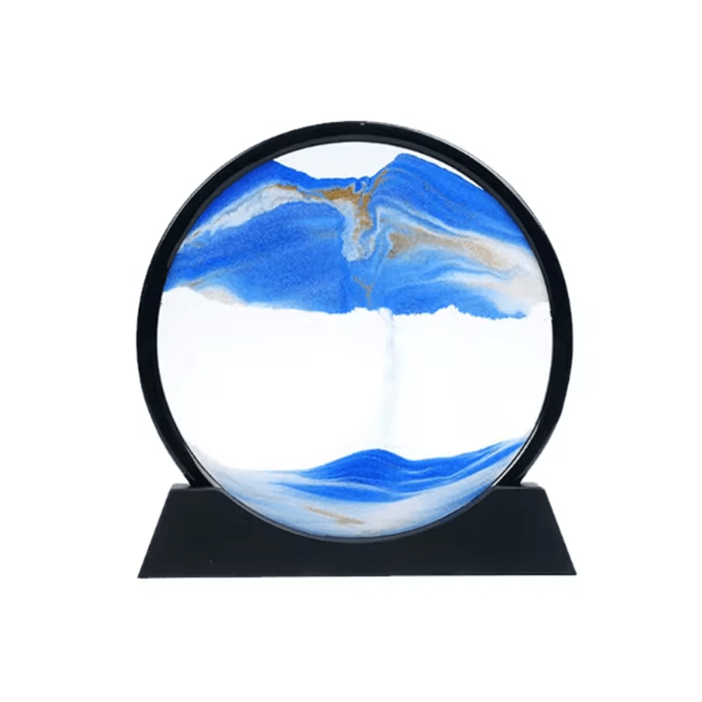 3D Moving Sand Art Picture Round Glass Quicksand Flowing Sand Frame For Relaxing Home Office Decor 1