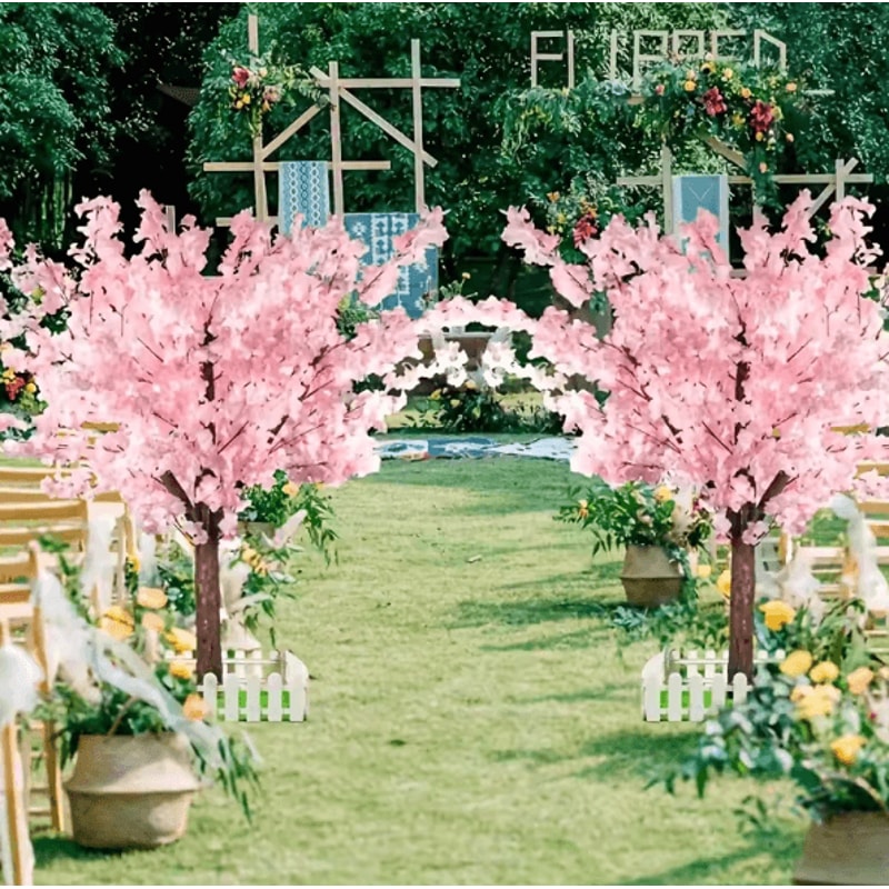 Handmade Artificial Cherry Blossom Tree Pink Sakura Faux Tree Indoor Outdoor Wedding Decor 46FT 2
