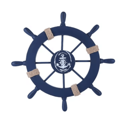 retro wooden ship wheel helm decor – vintage nautical boat steering wall art for coastal home decoration