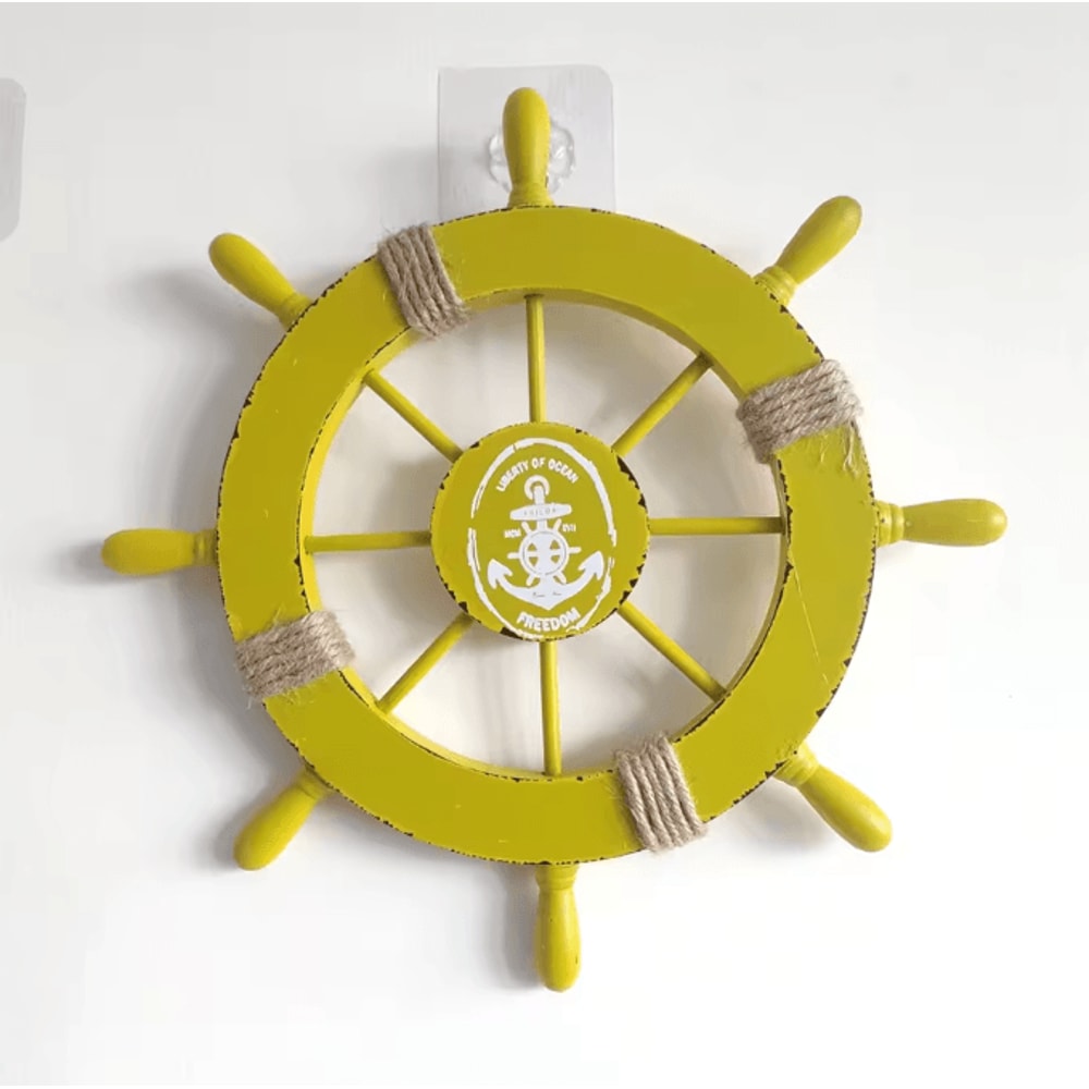 Retro Wooden Ship Wheel Helm Decor Vintage Nautical Boat Steering Wall Art For Coastal Home Decora 1