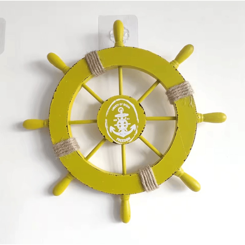 Retro Wooden Ship Wheel Helm Decor Vintage Nautical Boat Steering Wall Art For Coastal Home Decora 1