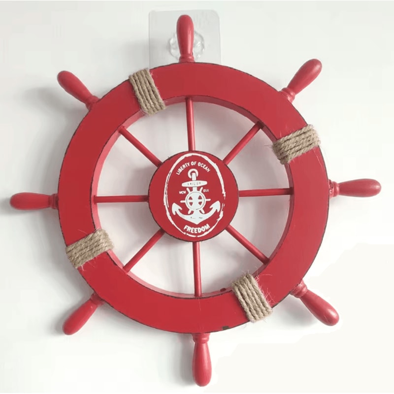 Retro Wooden Ship Wheel Helm Decor Vintage Nautical Boat Steering Wall Art For Coastal Home Decora 2