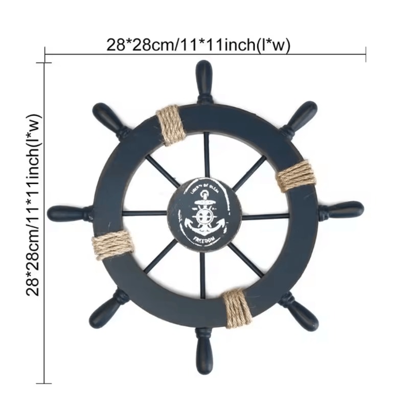 Retro Wooden Ship Wheel Helm Decor Vintage Nautical Boat Steering Wall Art For Coastal Home Decora 4