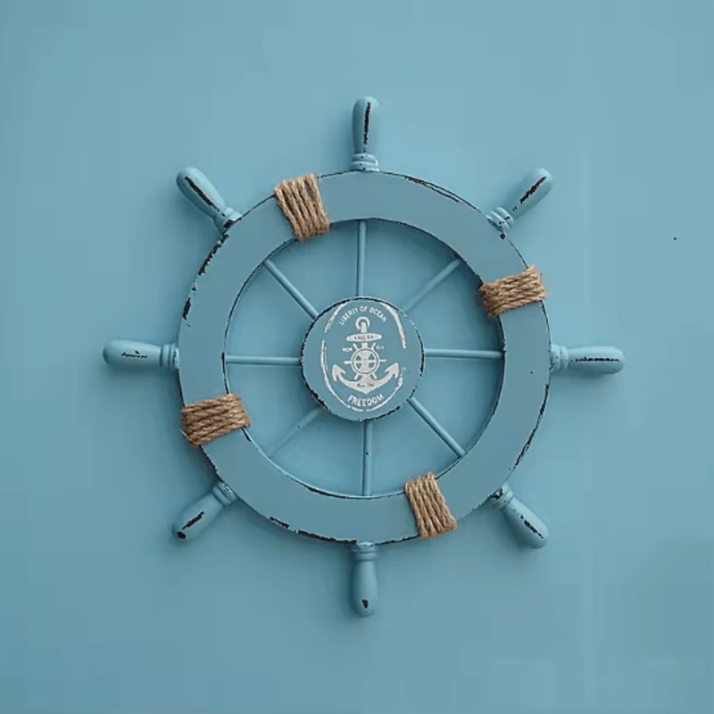 Retro Wooden Ship Wheel Helm Decor Vintage Nautical Boat Steering Wall Art For Coastal Home Decora 6