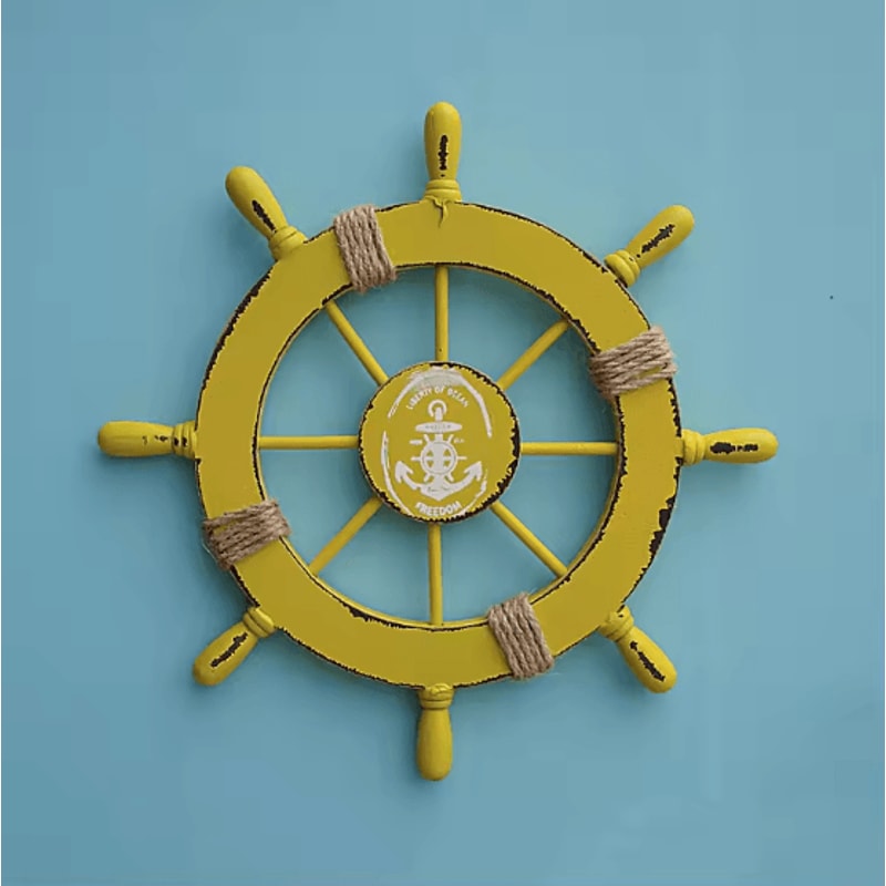 Retro Wooden Ship Wheel Helm Decor Vintage Nautical Boat Steering Wall Art For Coastal Home Decora 7