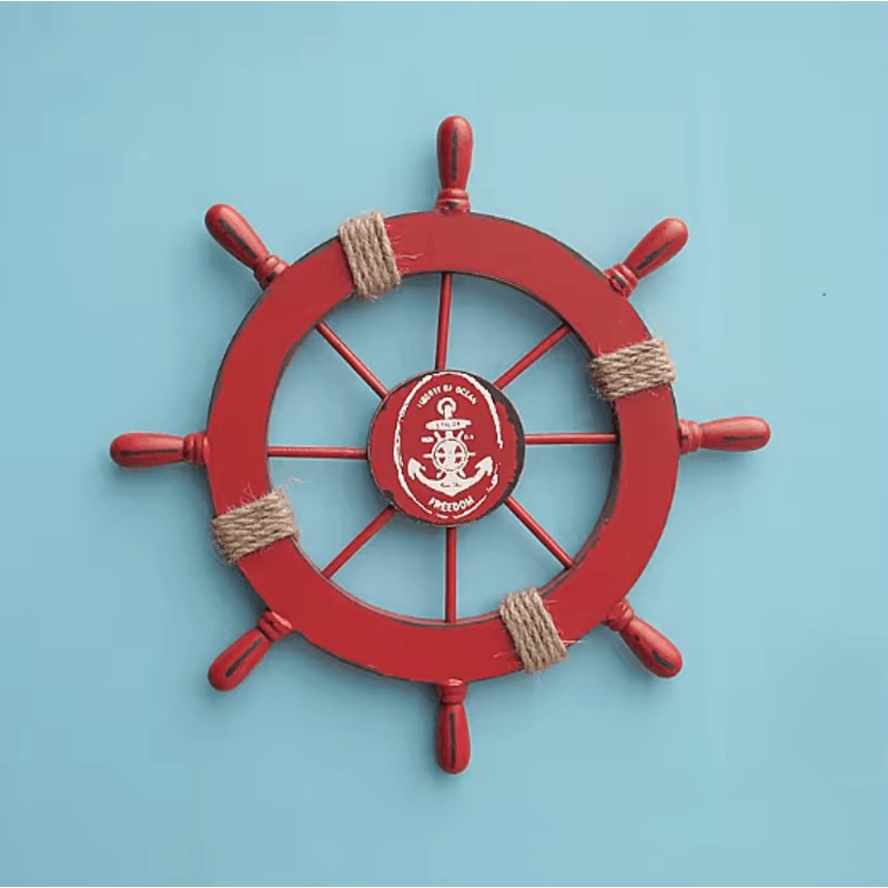 Retro Wooden Ship Wheel Helm Decor Vintage Nautical Boat Steering Wall Art For Coastal Home Decora 8