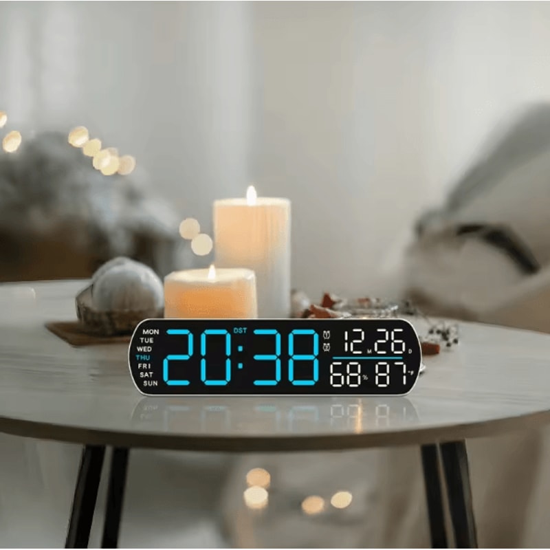 Multifunction LED Digital Alarm Clock AutoDimmable Temperature Humidity Desk Clock With Dual Alar 2