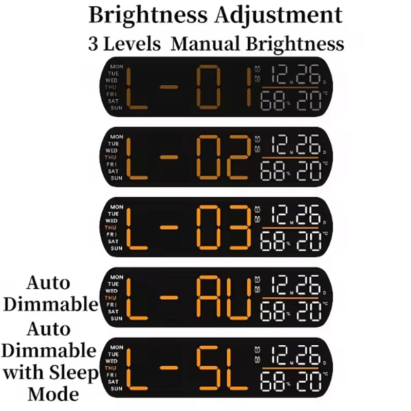 Multifunction LED Digital Alarm Clock AutoDimmable Temperature Humidity Desk Clock With Dual Alar 3