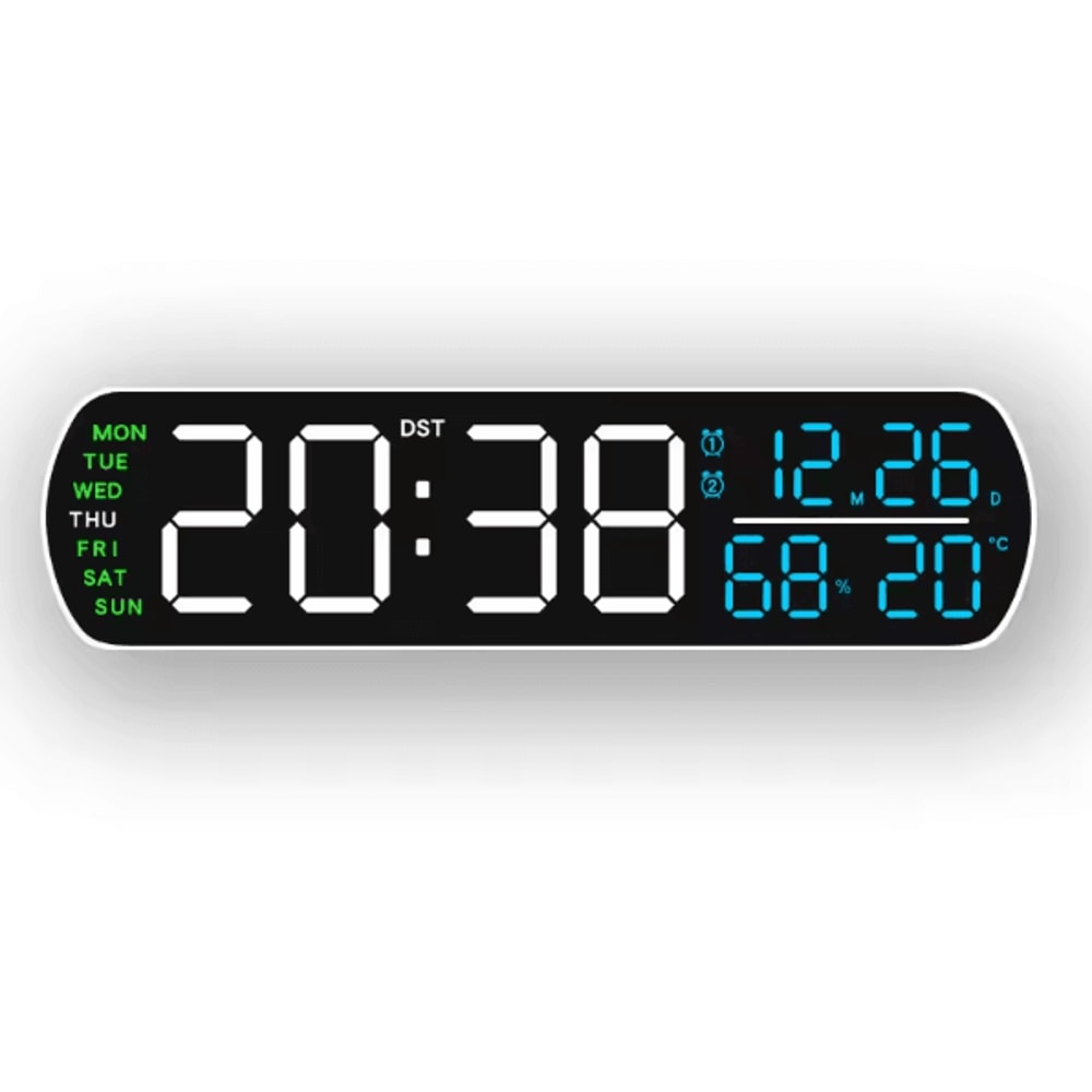 Multifunction LED Digital Alarm Clock AutoDimmable Temperature Humidity Desk Clock With Dual Alar 13