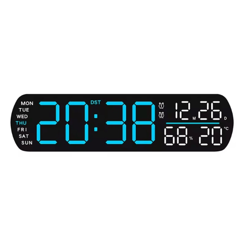Multifunction LED Digital Alarm Clock AutoDimmable Temperature Humidity Desk Clock With Dual Alar 8