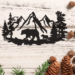 rustic metal bear wall decor – cabin lodge forest animal wall art for home & outdoor spaces