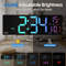 162Inches Large LED Digital Wall Clock With Remote RGB Color Display Dual Alarm AutoDimming Modern 2